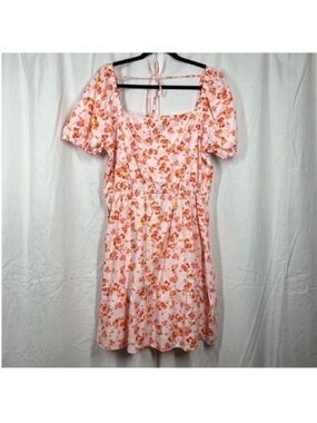 Chloe + Rene 100% cotton dainty floral whimsy prairie puff sleeve dress